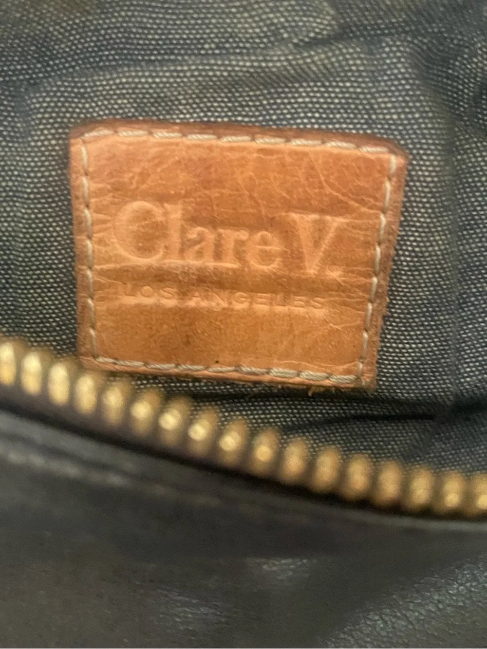 Clare V Black Leather Crossbody with Gold Zipper - Picture 5 of 5